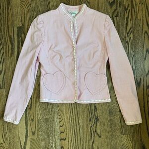 Lilly P - Pink Striped Jacket with Heart Pockets pincord Sz 4